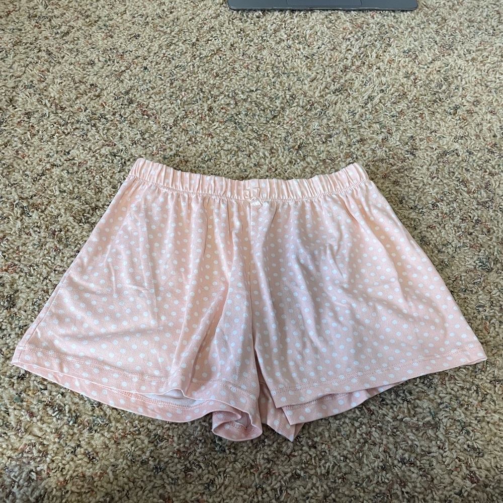 Rene Rofe Pink and White Athletic Shorts with Elastic Waistband